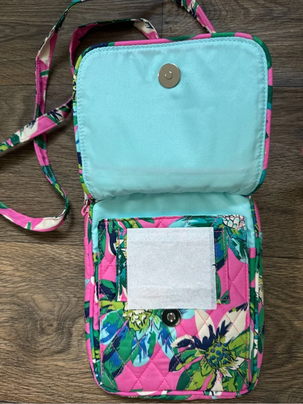 Vera Bradley Mini Hipster Crossbody Tropical Paradise Pink Green New